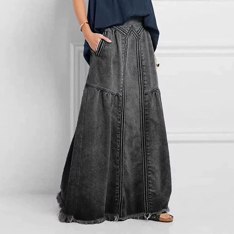 Women's Denim Skirt Maxi Blue Gray Skirts Pocket Fashion Office / Career Casual Daily S M L