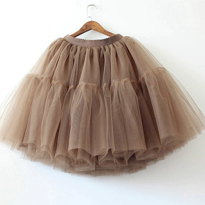 Women's Skirt Swing Mini Tulle White Yellow Fuchsia Gold Skirts Layered Tulle Party Daily Street One-Size