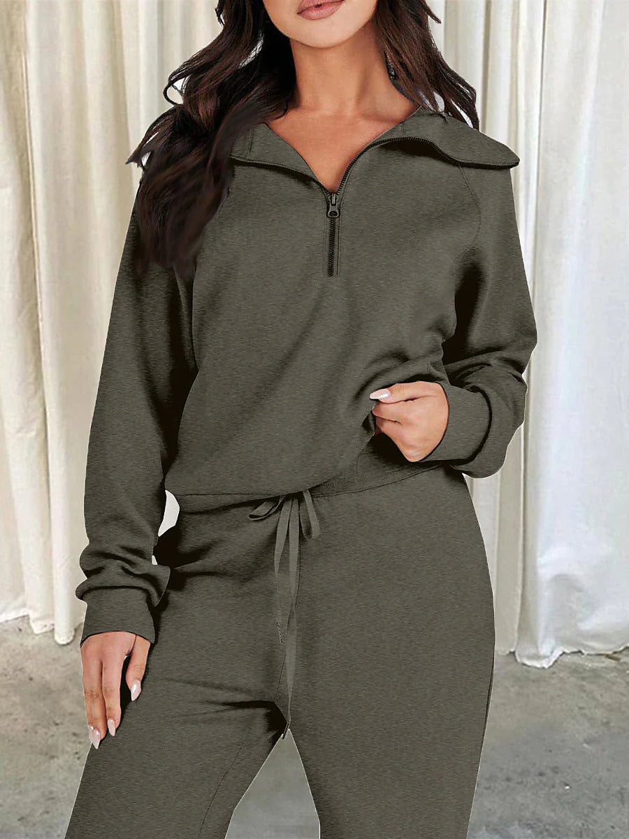 Women's Loungewear Sets Pure Color Casual Comfort Home Street Daily Polyester Breathable Lapel Long Sleeve Pullover Pant Pocket Fall Winter Lake blue Black