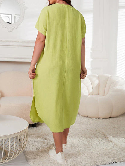 Women's Plus Size Pajamas Sleepwear Nightshirt Sleep Shirt Pure Color Basic Casual Home Bed Polyester V Wire Half Sleeve Summer Spring Green