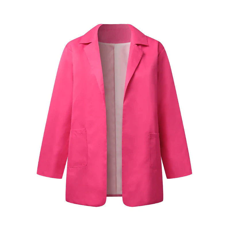 Women's Plus Size Curve Blazer for Fall and Winter with Long Sleeve and Pocket