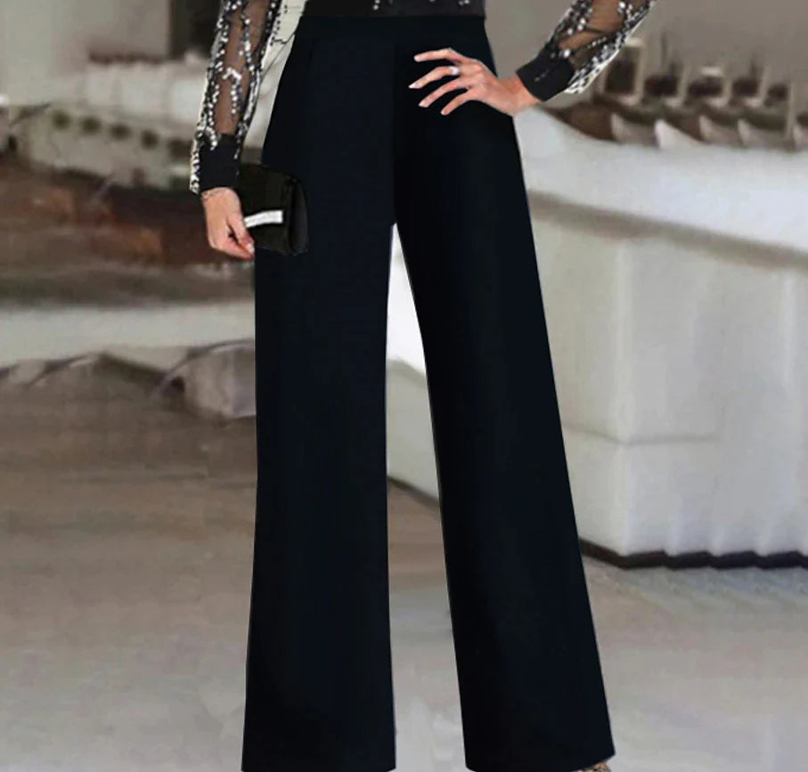 Jumpsuits for Women Summer Dressy Sequin Solid Color V Neck Formal Wedding Party Straight Regular Fit Long Sleeve Black S M L Spring Fall