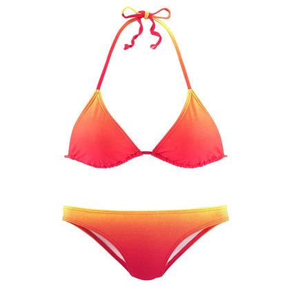 Women's Swimwear Bikini 2 Piece Normal Swimsuit Halter 2 Piece Open Back Sexy Printing Gradient Color Red Green Halter V Wire Bathing Suits Sexy Vacation Fashion