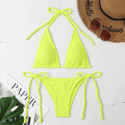 Women's Swimwear Bikini 2 Piece Normal Swimsuit Open Back Sexy Solid Color Black Yellow Pink Red Blue Camisole Strap Bathing Suits New Vacation Sexy